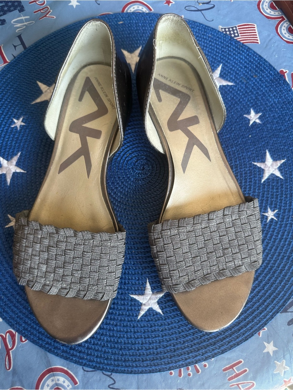 Anne Klein Sport Taupe Woven D'Orsay Flats